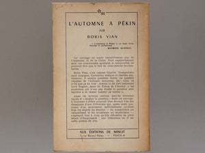 BORIS VIAN - L' Automne a Pekin - Second Edition 1956 - Uncut