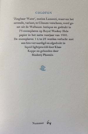 Zingbaar Water - Boudewijn Maria Ignatius Buch - SIGNED