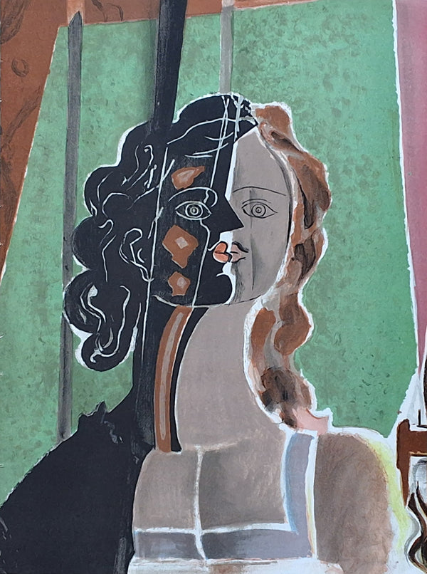 'Figure' - Head of a Girl - Lithograph Braque - Verve 5 - 6 july/oct 1939 BRAQUE