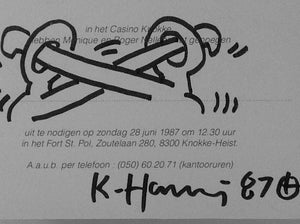 KEITH HARING - Invitation with Original Drawing SIGNED