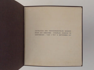 Catalogus Van Werken Door Jan Gregoire . Amsterdam: Stedelijk Museum, 1927