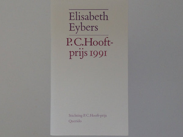 ELISABETH EYBERS - P.C.Hooftprijs 1991 - SIGNED.