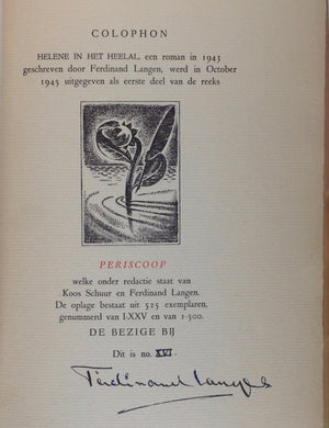 FERDINAND LANGEN. Helene in Het Heelal - Romeins Genummerd En GESIGNEERD.