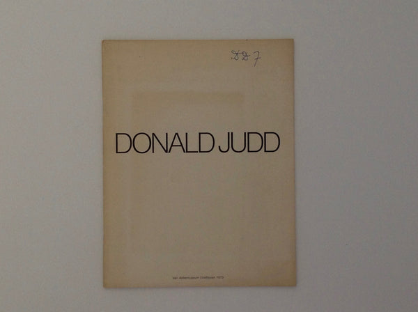 Donald Judd. Eindhoven: Van Abbemuseum, 1979.