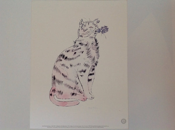 Andy Warhol, Cat with golden rose, 1954. The Andy Warhol foundation for the Visual Arts, Inc. Published by te Neues Publishing company, 1993 New York, printed in Germany. Stamped by the Andy Warhol foundation, signed Andy Warhol in print.