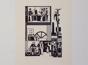Gerd Arntz 'Fabrieksbezetting' houtsnede 1931